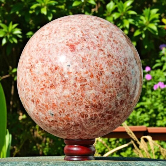 HUGE 215mm Orange Sunstone Sphere Healing Crystal Chakra Balancing Energy Decor 1