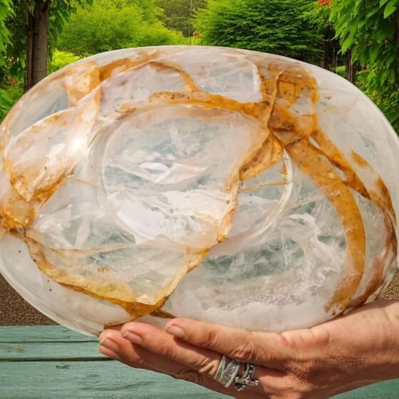 245MM Orange Fire Quartz Oval Bowl - Metaphysical Healing Stone Altar Decor Gift 2