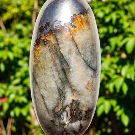 305mm Golden Pyrite Golden Quartz Lingam Spiritual Energy Boosting Crystal Decor 1