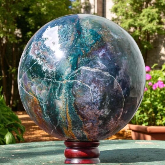 HUGE 190mm Green Ocean Jasper Sphere - Metaphysical Spiritual Home Decor Gift 2