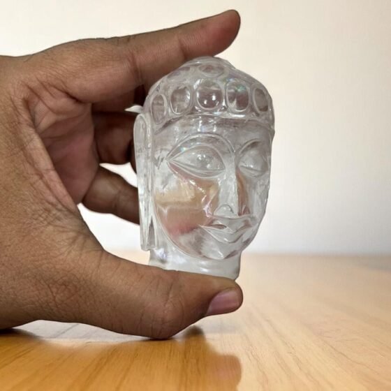 Handmade Large Clear QuartzBuddha Head Sculpture Natural Crystal Home Decor Gift 2