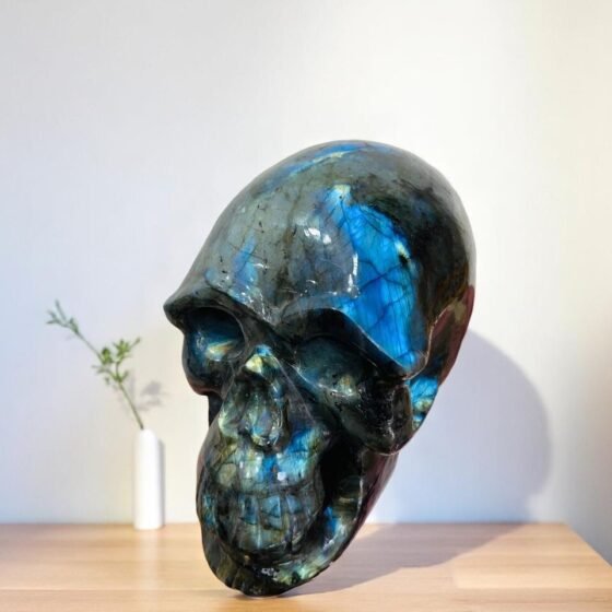 Handmade Large Labradorite Crystal Skull - Flashy Crystal Home Office Decor Gift 2
