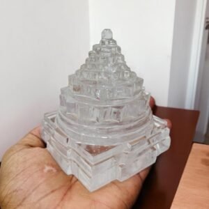 Large Himalayan Clear Quartz Shree Yantra Handmade Home Office Pooja Decor 2