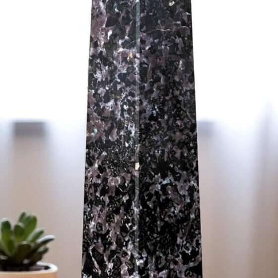 Large Blue Indigo Gabbro Crystal Tower Handmade Crystal Home Office Decor Point 1