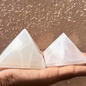 2Pcs Set Selenite Crystal Pyramid Handmade Crystal Gemstone Pyramid Home Decor 1