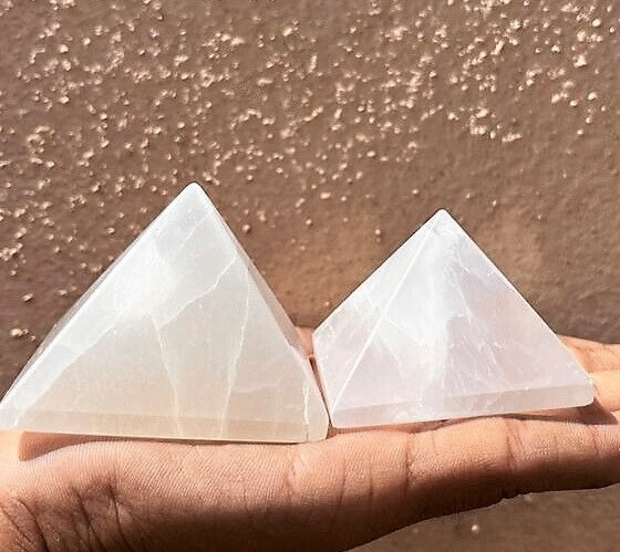 2Pcs Set Selenite Crystal Pyramid Handmade Crystal Gemstone Pyramid Home Decor 1