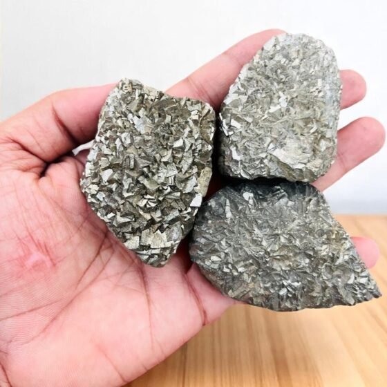Set of 3 Pyrite Crystal Rough Stone - Handmade Manifestation Crystal Set 2