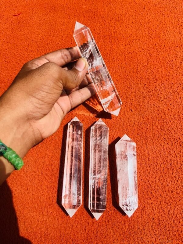 1Pcs Clear Quartz Double Terminated Point - 4-5" Healing Crystal for Home Decor 1