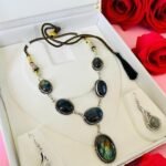 Genuine Labradorite Necklace & Earrings Set Purple Crystal Jewelry Gift For Her 1