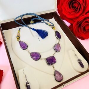 Genuine Amethyst Necklace & Earrings Set - Purple Crystal Jewelry - Gift For Her 2