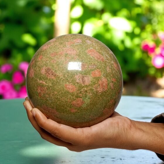Genuine Green Unakite Gemstone Sphere - 130MM Crystal Ball - Healing & Chakra 2