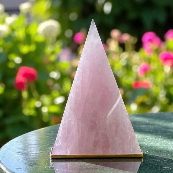 Natural Rose Quartz Pyramid Ornament - Crystal Carving Healing Reiki Stone Gift 2