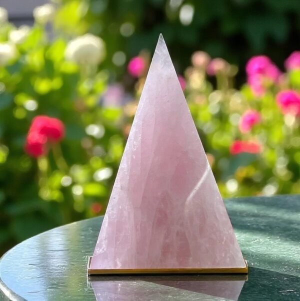 Natural Rose Quartz Pyramid Ornament - Crystal Carving Healing Reiki Stone Gift 2