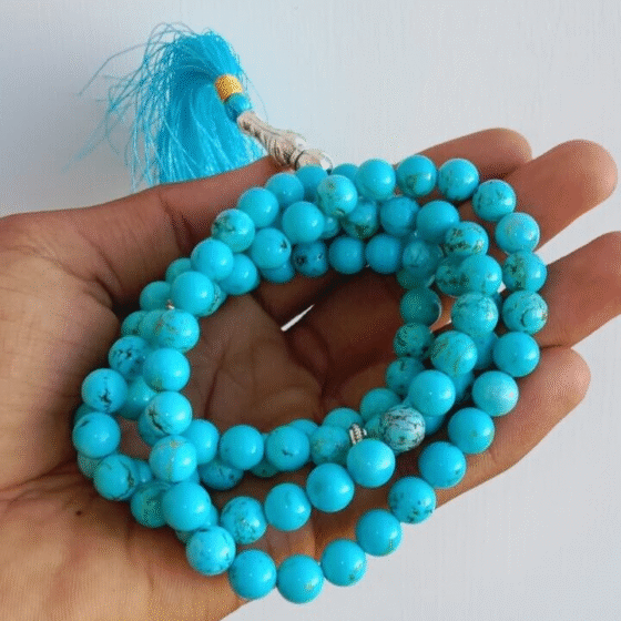 Turquoise Crystal Tasbeeh Hand Carved Crystal Tasbih Masbaha Sebha 98+2 Beads8MM 2