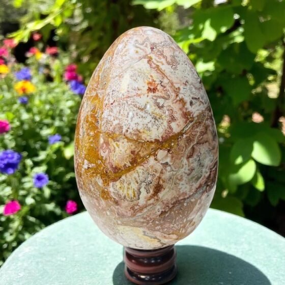 Large Crazy Lace Agate Crystal Egg Handmade Crystal Home Office Decorative Egg 1
