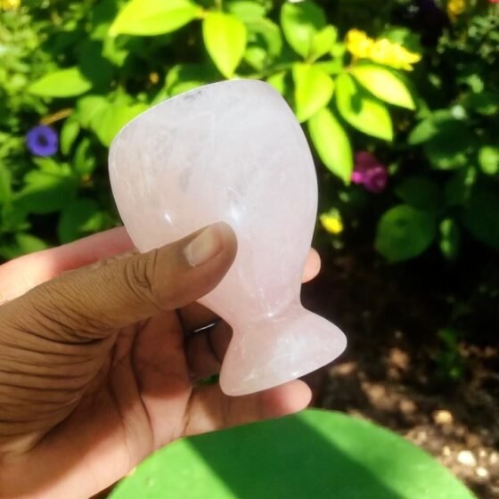 Rose Quartz Bear Glass Cup - Crystal Look Tumbler - Unique Stone Decor 2