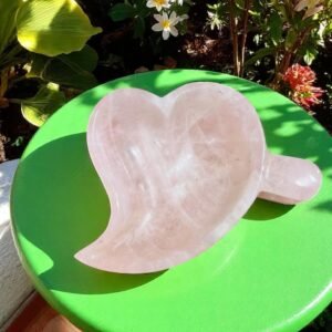Large Rose Quartz Heart Shape Crystal Bowl - Polished Crystal Dish - Love Energy 2