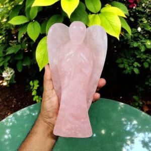 Massive Rose Quartz Crystal Angel Figurine - Polished Natural Stone Art Piece 1