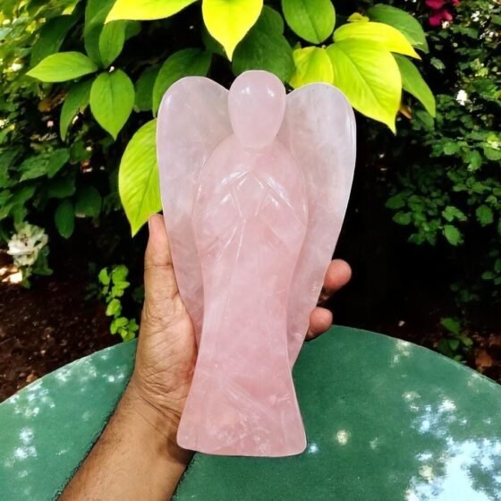 Massive Rose Quartz Crystal Angel Figurine - Polished Natural Stone Art Piece 1