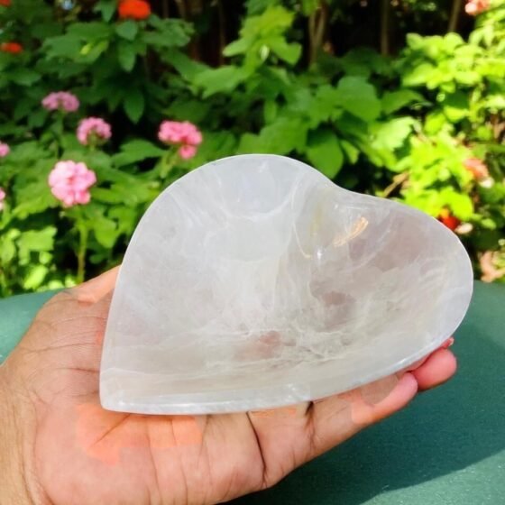 Large Selenite Heart Crystal Bowl - Natural Crystal Charging Cleansing Dish 2