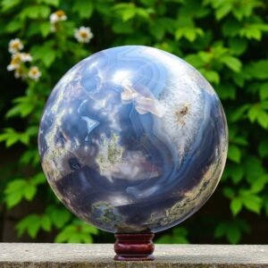 Rare 245mm Green Moss Agate & Blue Lace Agate Sphere - Spirit Power Chakra Stone 2