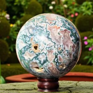 170mm Green Moss Agate Sphere - Healing Crystal, Meditation & Home Decor Gift 2
