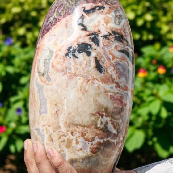 HUGE 260mm Pink Ocean Jasper Lingam - Spirit Metaphysical Throat Chakra Decor 1