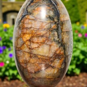 220mm Golden Pyrite & Quartz Lingam - Chakra Balancing Meditation Decor Gift 1