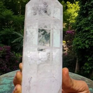 195mm Clear Quartz Obelisk | 8-Sided Faceted Healing Crystal Point Unique Gift 1