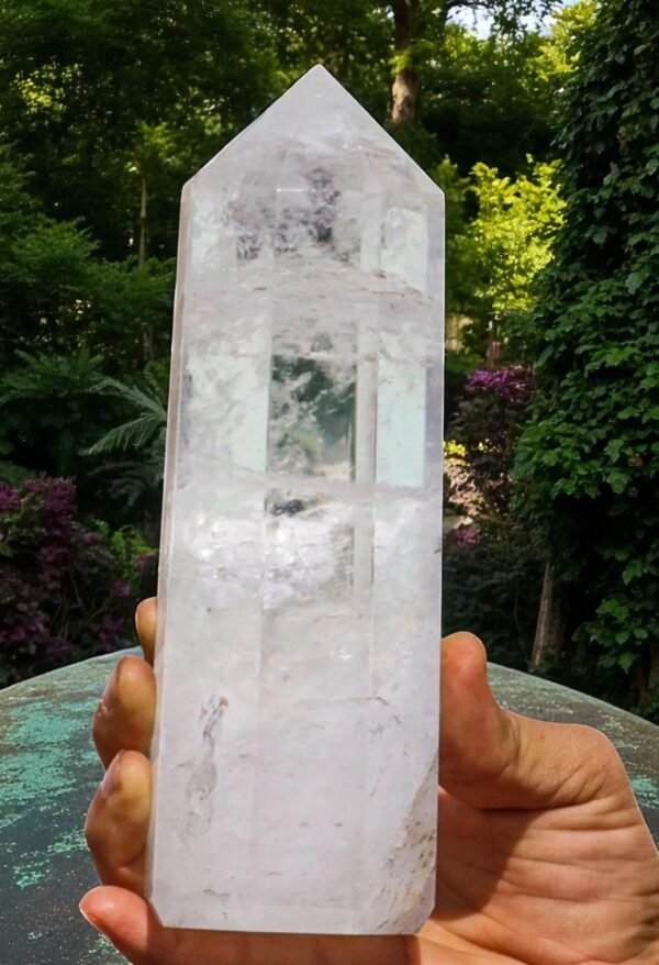 195mm Clear Quartz Obelisk | 8-Sided Faceted Healing Crystal Point Unique Gift 1