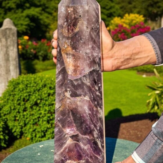 Powerful Amethyst Crystal Obelisk Tower 380mm Home Decor & Chakra Healing Stone 1