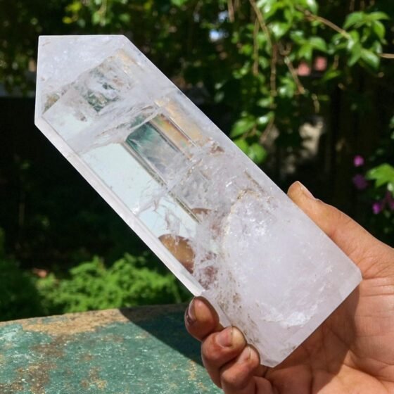 195mm Clear Quartz Obelisk | 8-Sided Faceted Healing Crystal Point Unique Gift 2