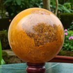 Large Yellow Mariam Jasper Calligraphy Jasper Crystal Sphere For Home Decor 1