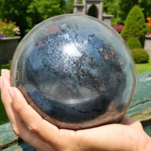 Large 125mm Silver Hematite Sphere Healing Crystal Ball for Energy & Home Decor 2