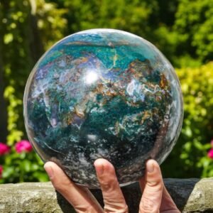 140mm Green Moss Agate Crystal Sphere | Spirit Healing & Home Office Decor Gift 1