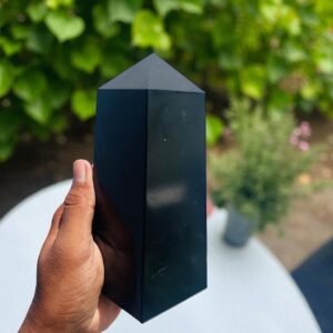 Large Black Tourmaline Tower Hand Carved 7-8" Healing Crystal Obelisk Gift 1