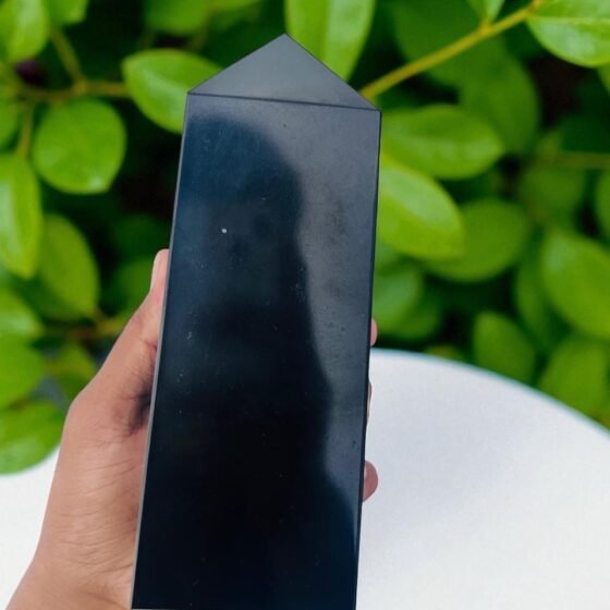 Large Black Tourmaline Tower Hand Carved 7-8" Healing Crystal Obelisk Gift 2