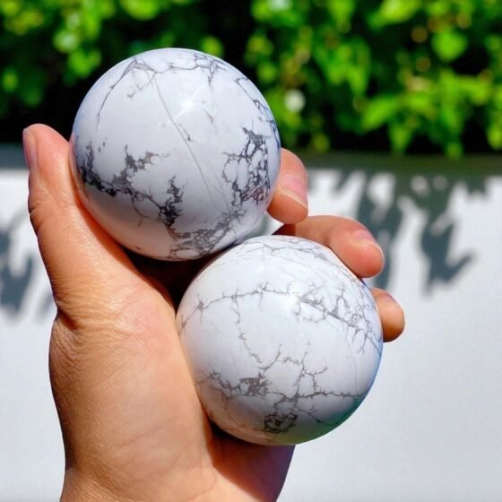 Large Howlite Crystal Sphere Spiritual Healing Gemstone Ball Home Office Gift 1