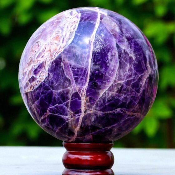 HUGE 145MM Blue Amethyst Crystal Sphere Cacoxenite Healing Crystal Ball Gift 2