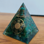Large Green Jade Nubian Orgone Crystal Pyramid With Zibu Symbol Handmade Crystal 2