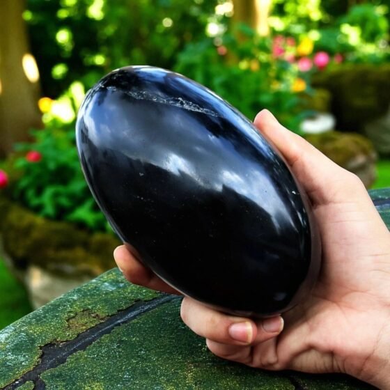 Large 150MM Black Obsidian Meditation Lingam - Power & Protection Crystal 1