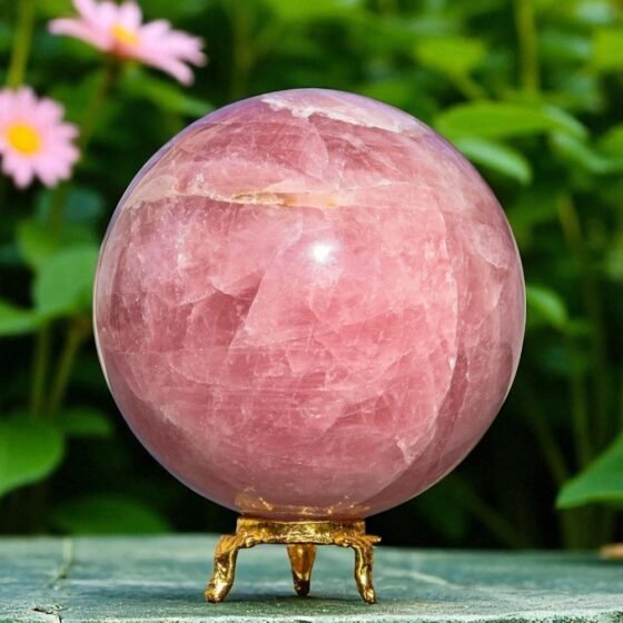 Large 95mm Rose Quartz Crystal Sphere | Aura Power Spirit Stone Reiki 2