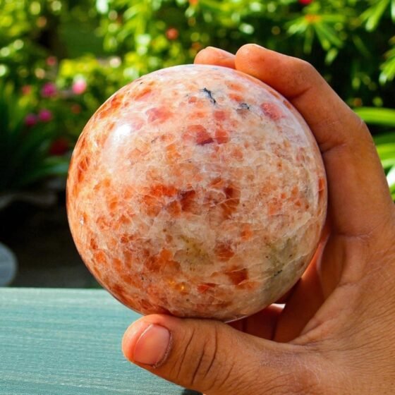 Natural 85mm Orange Sunstone Ball | Spirit Energy Healing Crystal Sphere 1