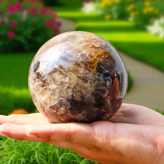 Large 95MM Brown Smoky Quartz Crystal Ball Metaphysical Spirit Reiki ChakraStone 1