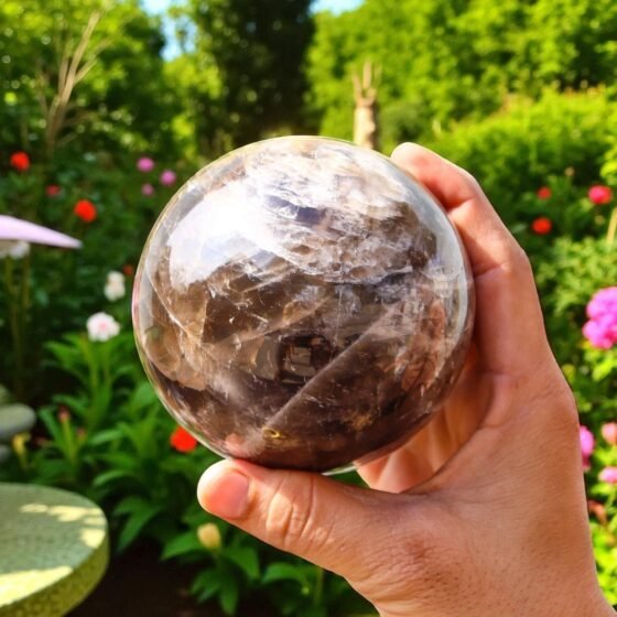 Large 95MM Brown Smoky Quartz Crystal Ball Metaphysical Spirit Reiki ChakraStone 2