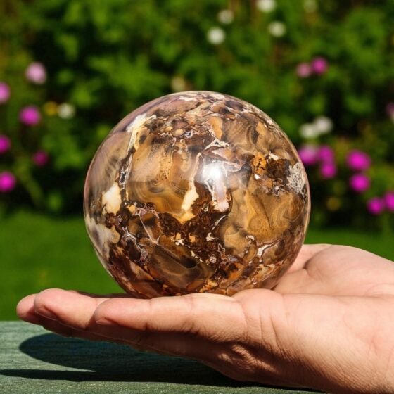 Large 95MM Pink Cobra Jasper Crystal Stone Sphere Reiki Energy Healing Power 1