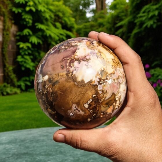 Large 95MM Pink Cobra Jasper Crystal Stone Sphere Reiki Energy Healing Power 2