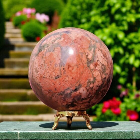 Large 90MM Pink Rosophia Stone Sphere Reiki Chakra Aura Healing Crystal 2
