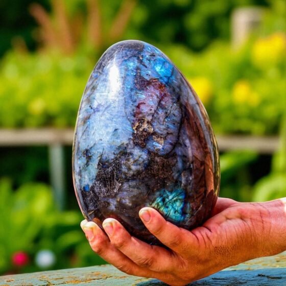 Large 180MM Green Labradorite Crystal Egg Power Reiki Crystal Healing Aura 1