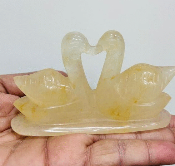 Natural Citrine Duck Pair Crystal Stone Male & Female Duck Pair Mandarin 3-4" 1